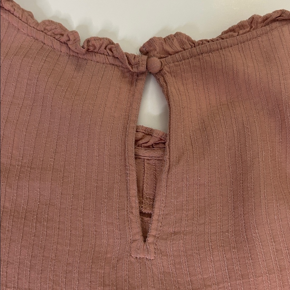 LOFT Textured Ruffle Top in Soft Pink - Picture 4 of 4